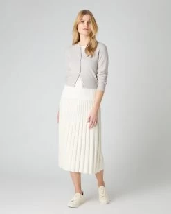 Women's Ivy Cropped Cashmere Cardigan Pebble Grey -Cozy Fashion Shop SS24 NPW001830B PBG 3