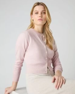 Women's Ivy Cropped Cashmere Cardigan Quartz Pink