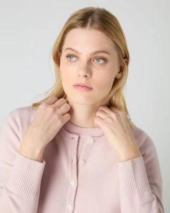 Women's Ivy Cropped Cashmere Cardigan Quartz Pink -Cozy Fashion Shop SS24 NPW001830B QZP 5