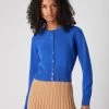 Women's Ivy Cropped Cashmere Cardigan Sonic Blue 2 Women's Ivy Cropped Cashmere Cardigan Sonic Blue -Cozy Fashion Shop SS24 NPW001830B SON 1