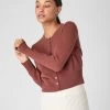 Women's Ivy Cropped Cashmere Cardigan Terracotta Brown -Cozy Fashion Shop SS24 NPW001830B T18 1