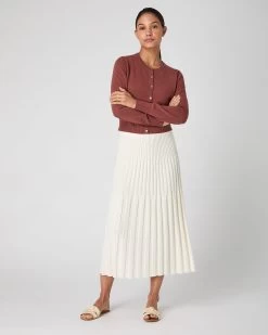 Women's Ivy Cropped Cashmere Cardigan Terracotta Brown -Cozy Fashion Shop SS24 NPW001830B T18 3