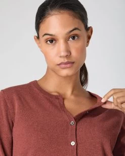 Women's Ivy Cropped Cashmere Cardigan Terracotta Brown -Cozy Fashion Shop SS24 NPW001830B T18 5