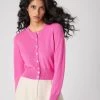 Women's Ivy Cropped Cashmere Cardigan Vibrant Pink -Cozy Fashion Shop SS24 NPW001830B VPO 1