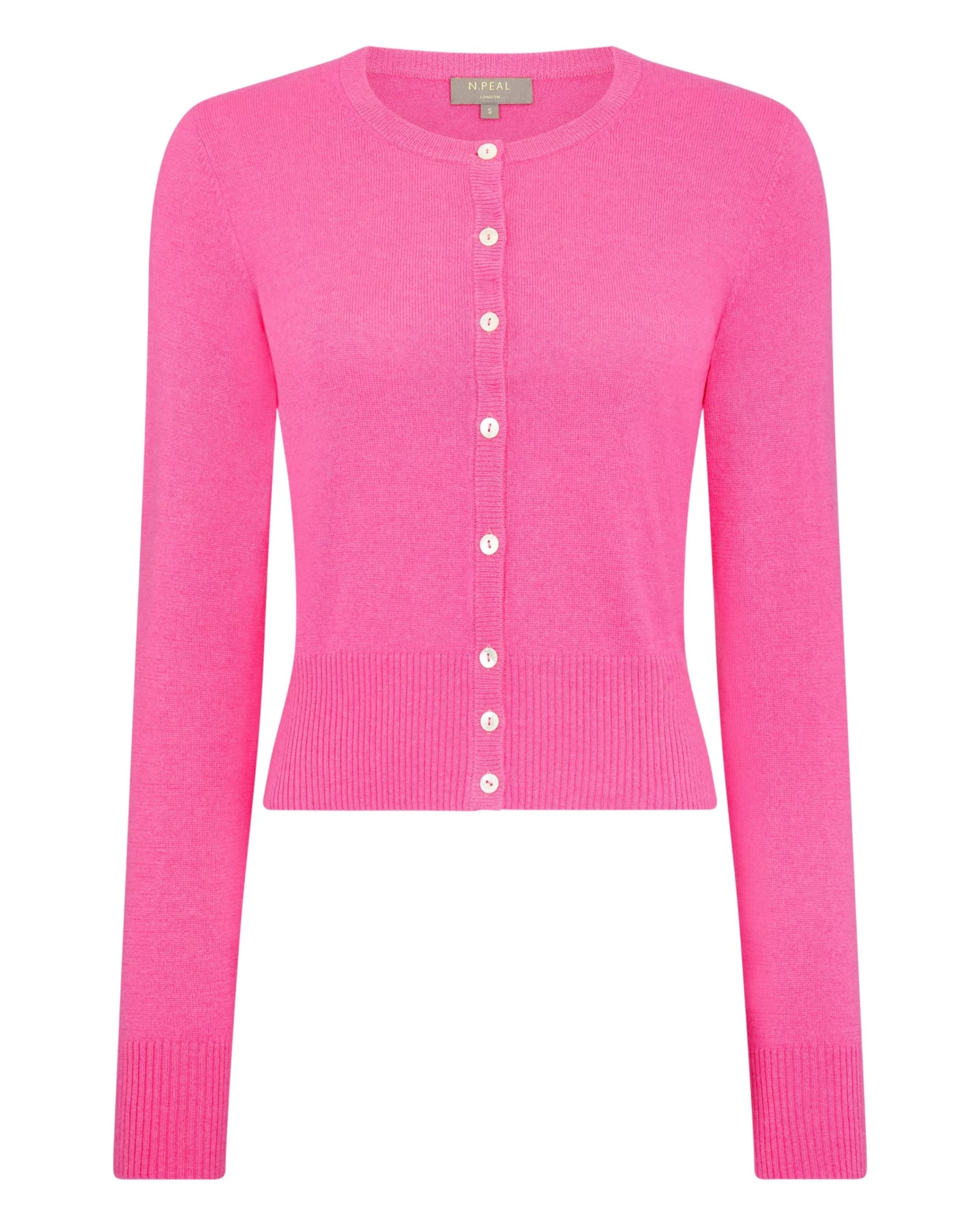 Women's Ivy Cropped Cashmere Cardigan Vibrant Pink 4 Women's Ivy Cropped Cashmere Cardigan Vibrant Pink - Image 2