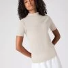 Women's Rosie Superfine Cashmere Mock Neck T-Shirt Sandstone Brown 1 Women's Rosie Superfine Cashmere Mock Neck T-Shirt Sandstone Brown -Cozy Fashion Shop SS24 NPW001917R S44 1op