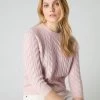 Women's Emilia Cable Round Neck Cashmere Jumper Quartz Pink 2 Women's Emilia Cable Round Neck Cashmere Jumper Quartz Pink -Cozy Fashion Shop SS24 NPW002085 QZP 1