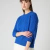 Women's Emilia Cable Round Neck Cashmere Jumper Sonic Blue 2 Women's Emilia Cable Round Neck Cashmere Jumper Sonic Blue -Cozy Fashion Shop SS24 NPW002085 SON 1