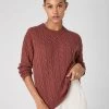 Women's Emilia Cable Round Neck Cashmere Jumper Terracotta Brown 1 Women's Emilia Cable Round Neck Cashmere Jumper Terracotta Brown -Cozy Fashion Shop SS24 NPW002085 T18 1