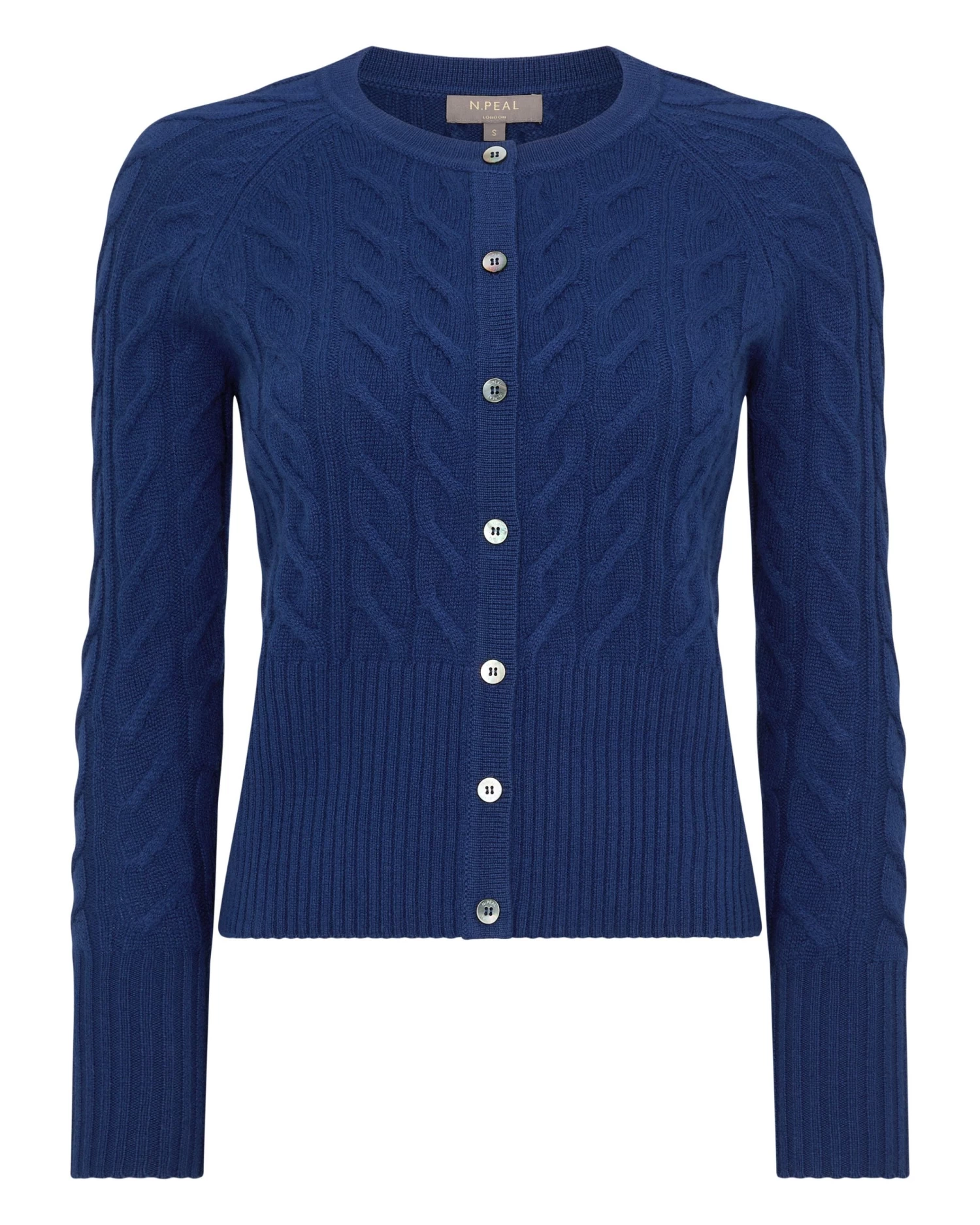 Women's Myla Cable Cashmere Cardigan French Blue 4 Women's Myla Cable Cashmere Cardigan French Blue - Image 2