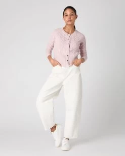 Women's Myla Cable Cashmere Cardigan Quartz Pink -Cozy Fashion Shop SS24 NPW002087 QZP 3