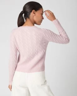 Women's Myla Cable Cashmere Cardigan Quartz Pink -Cozy Fashion Shop SS24 NPW002087 QZP 4