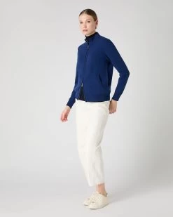 Women's Alisa Full Zip Cashmere Cardigan French Blue -Cozy Fashion Shop SS24 NPW002182 F84 3