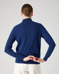 Women's Alisa Full Zip Cashmere Cardigan French Blue -Cozy Fashion Shop SS24 NPW002182 F84 4