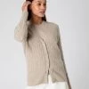 Women's Clara Cable V Neck Cashmere Cardigan Oatmeal Brown