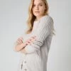 Women's Clara Cable V Neck Cashmere Cardigan Pebble Grey -Cozy Fashion Shop SS24 NPW002272 PBG 1
