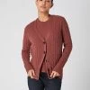 Women's Clara Cable V Neck Cashmere Cardigan Terracotta Brown