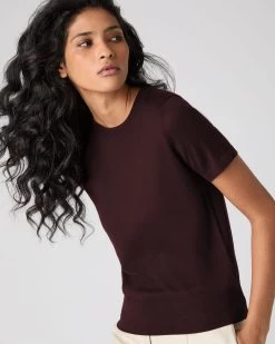 Women's Isla Superfine Cashmere T-Shirt Clove Brown -Cozy Fashion Shop SS24 NPW107638R CLO 5