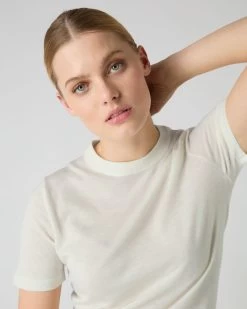 Women's Isla Superfine Cashmere T-Shirt New Ivory White -Cozy Fashion Shop SS24 NPW107638R NIV 5