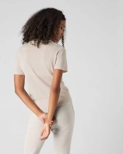 Women's Isla Superfine Cashmere T-Shirt Sandstone Brown -Cozy Fashion Shop SS24 NPW107638R S44 4