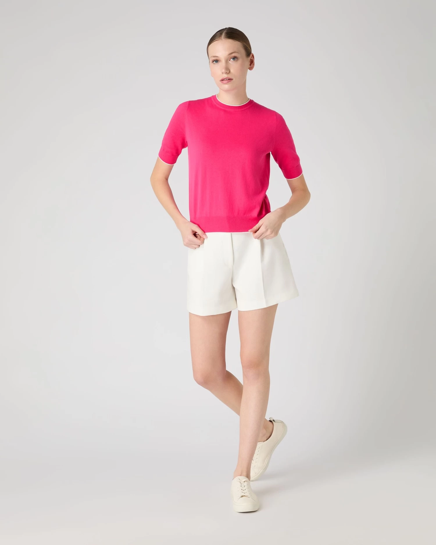 Women's Cotton Cashmere T-Shirt Crush Pink 5 Women's Cotton Cashmere T-Shirt Crush Pink - Image 3