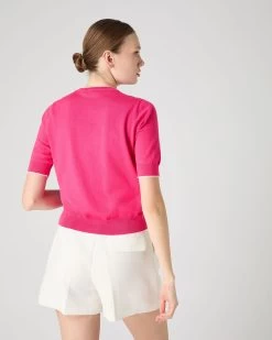 Women's Cotton Cashmere T-Shirt Crush Pink 11 Women's Cotton Cashmere T-Shirt Crush Pink -Cozy Fashion Shop SS24 NPW107893 C51 4