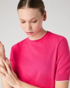 Women's Cotton Cashmere T-Shirt Crush Pink 12 Women's Cotton Cashmere T-Shirt Crush Pink -Cozy Fashion Shop SS24 NPW107893 C51 5