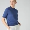 Women's Cotton Cashmere T-Shirt Denim Blue 2 Women's Cotton Cashmere T-Shirt Denim Blue -Cozy Fashion Shop SS24 NPW107893 DMN 1