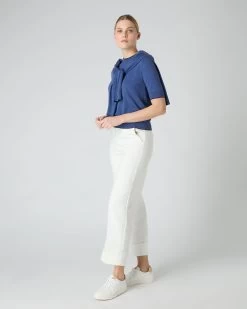 Women's Cotton Cashmere T-Shirt Denim Blue 10 Women's Cotton Cashmere T-Shirt Denim Blue -Cozy Fashion Shop SS24 NPW107893 DMN 3