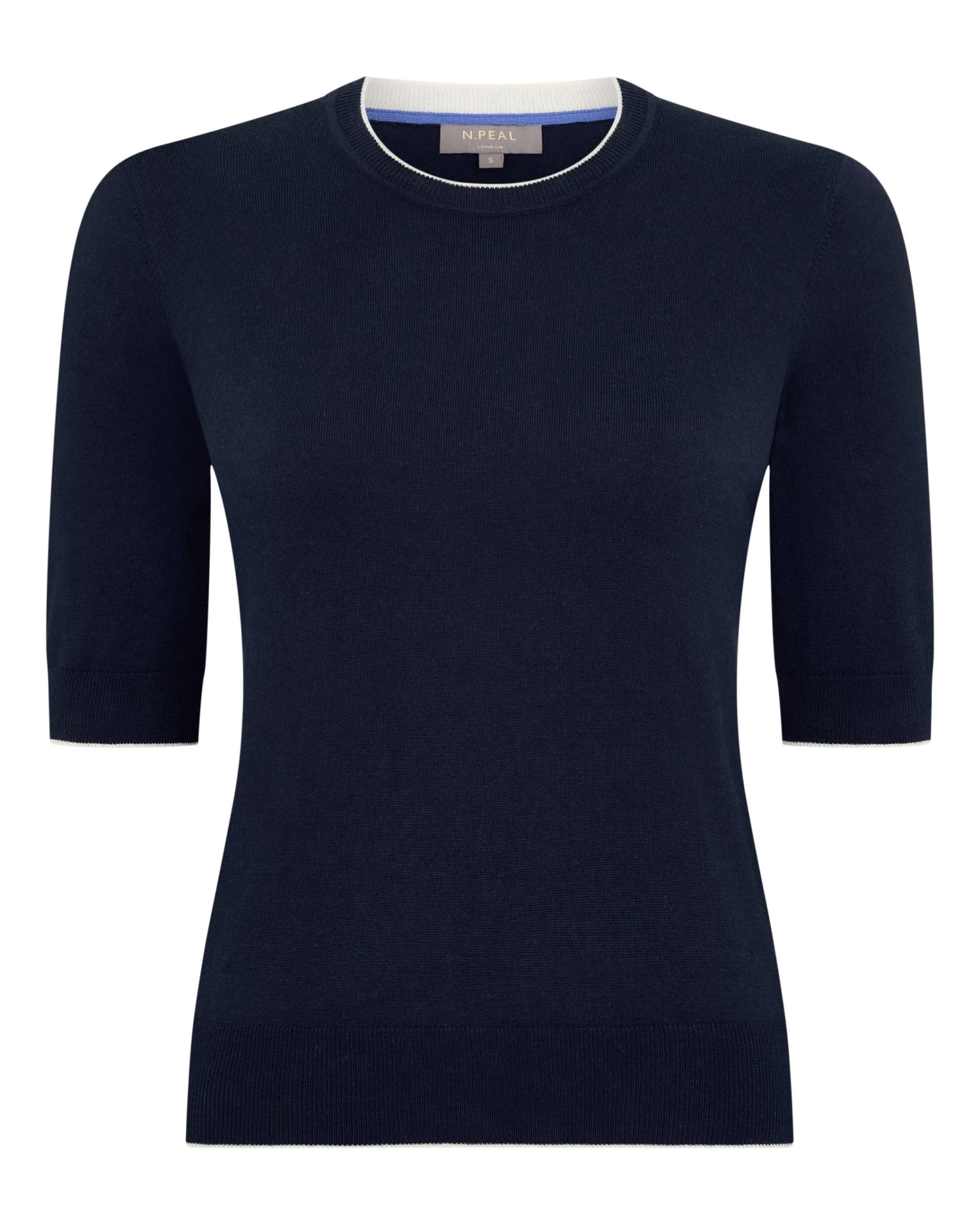 Women's Cotton Cashmere T-Shirt Navy Blue 4 Women's Cotton Cashmere T-Shirt Navy Blue - Image 2