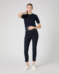 Women's Cotton Cashmere T-Shirt Navy Blue 10 Women's Cotton Cashmere T-Shirt Navy Blue -Cozy Fashion Shop SS24 NPW107893 N08 3