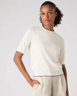 Women's Cotton Cashmere T-Shirt New Ivory White