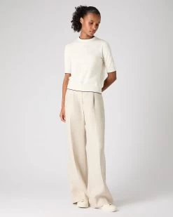 Women's Cotton Cashmere T-Shirt New Ivory White -Cozy Fashion Shop SS24 NPW107893 N37 3