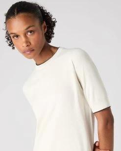 Women's Cotton Cashmere T-Shirt New Ivory White -Cozy Fashion Shop SS24 NPW107893 N37 5