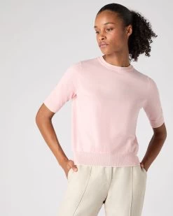 Women's Cotton Cashmere T-Shirt Spring Pink