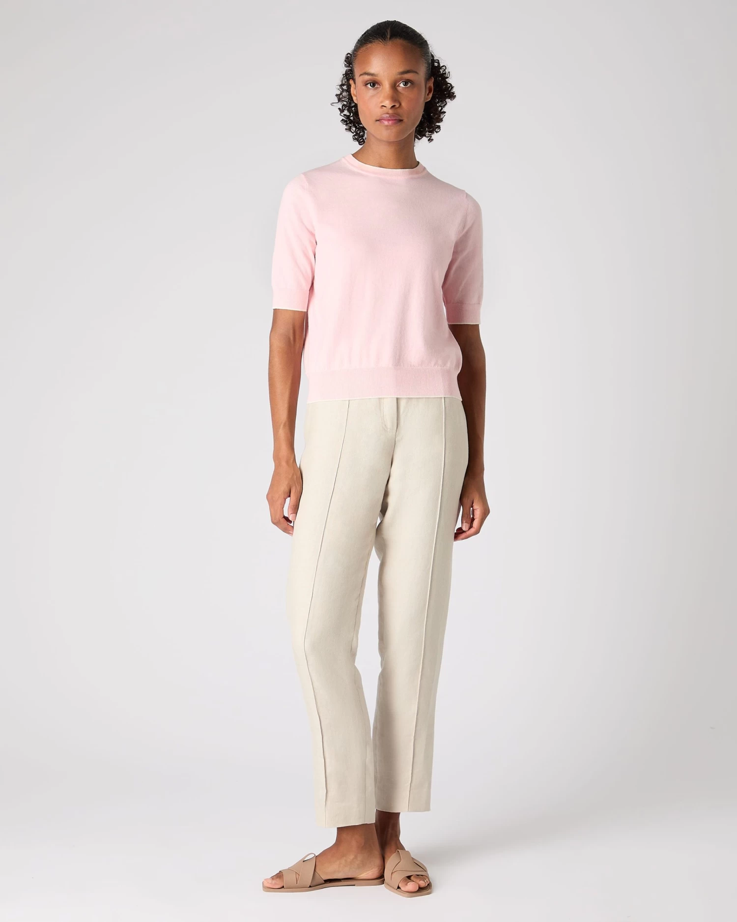 Women's Cotton Cashmere T-Shirt Spring Pink 5 Women's Cotton Cashmere T-Shirt Spring Pink - Image 3