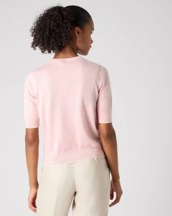 Women's Cotton Cashmere T-Shirt Spring Pink 11 Women's Cotton Cashmere T-Shirt Spring Pink -Cozy Fashion Shop SS24 NPW107893 SPN 4