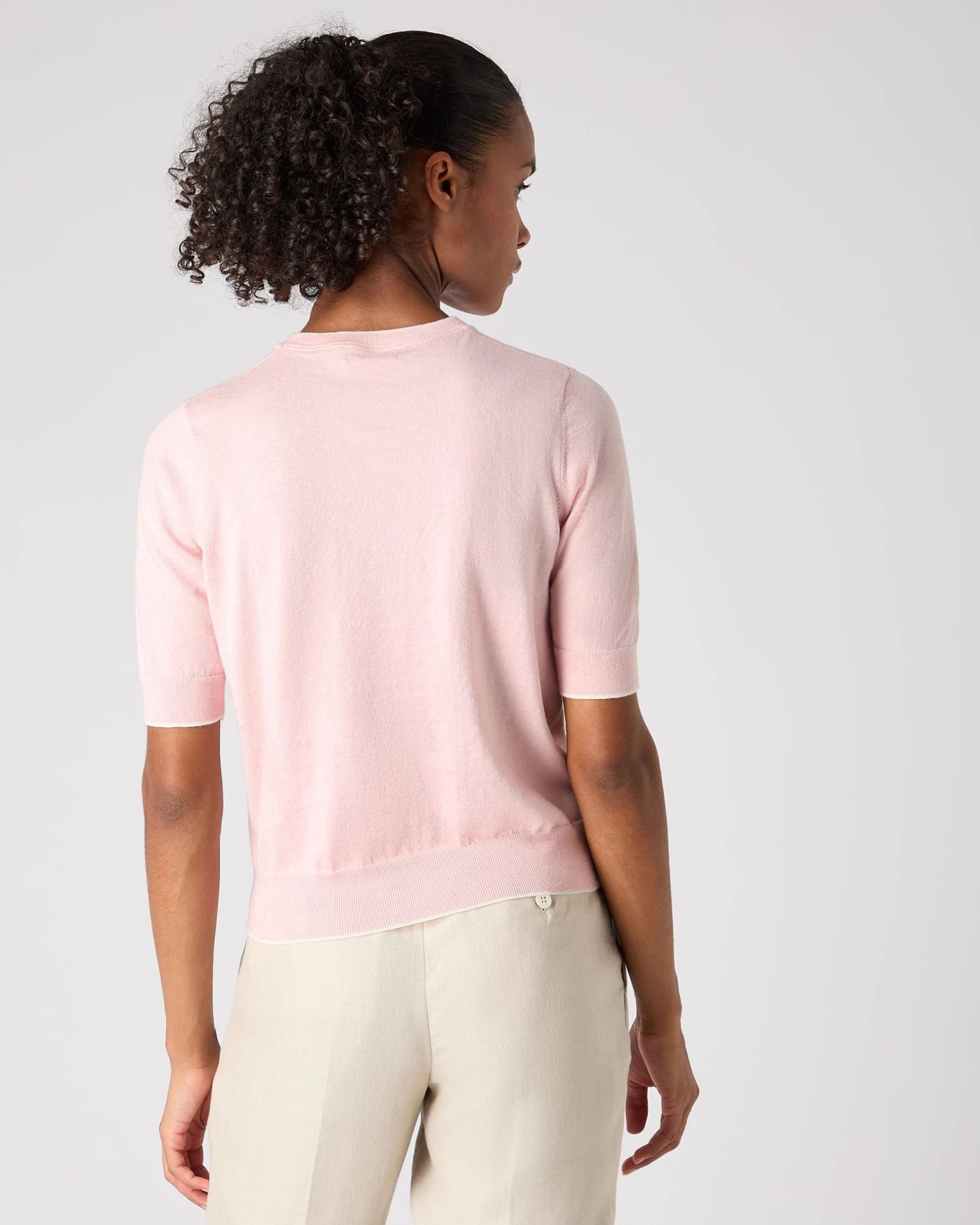 Women's Cotton Cashmere T-Shirt Spring Pink 6 Women's Cotton Cashmere T-Shirt Spring Pink - Image 4