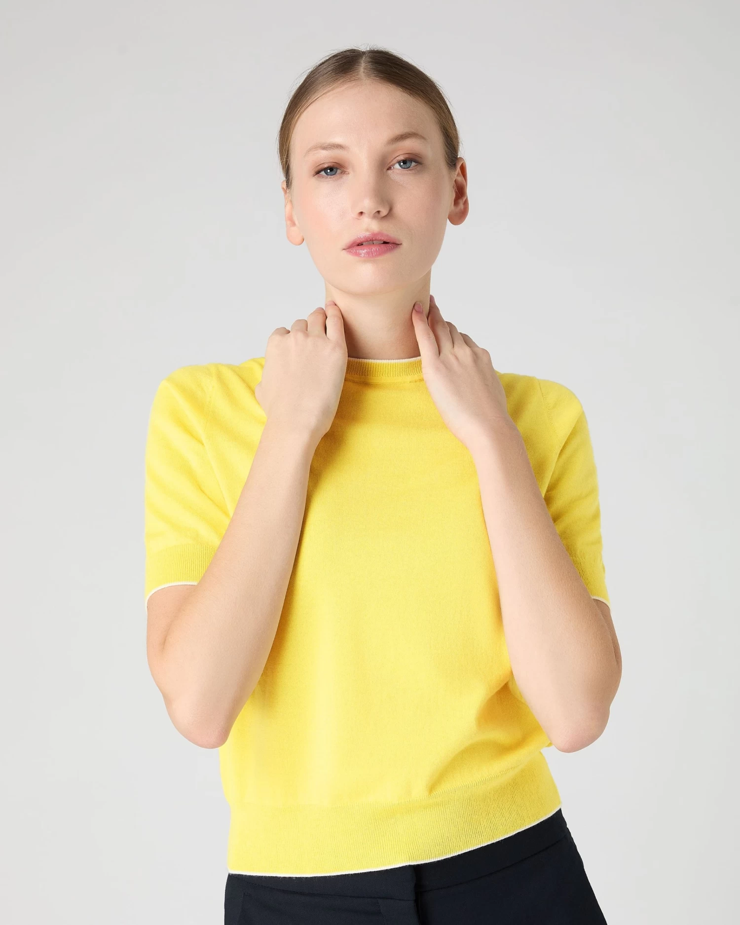 Women's Cotton Cashmere T-Shirt Sunshine Yellow 3 Women's Cotton Cashmere T-Shirt Sunshine Yellow