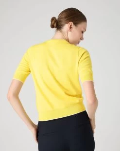 Women's Cotton Cashmere T-Shirt Sunshine Yellow 11 Women's Cotton Cashmere T-Shirt Sunshine Yellow -Cozy Fashion Shop SS24 NPW107893 SYN 4