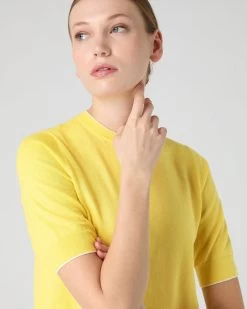 Women's Cotton Cashmere T-Shirt Sunshine Yellow 12 Women's Cotton Cashmere T-Shirt Sunshine Yellow -Cozy Fashion Shop SS24 NPW107893 SYN 5