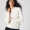 Women's Gathered Sleeve Cashmere Jumper Ivory White Sparkle 1 Women's Gathered Sleeve Cashmere Jumper Ivory White Sparkle -Cozy Fashion Shop SS24 NPW108127R ISP 1