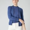 Women's Cotton Cashmere Cardigan Denim Blue 2 Women's Cotton Cashmere Cardigan Denim Blue -Cozy Fashion Shop SS24 NPW108490 DMN 1