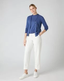 Women's Cotton Cashmere Cardigan Denim Blue 9 Women's Cotton Cashmere Cardigan Denim Blue -Cozy Fashion Shop SS24 NPW108490 DMN 3