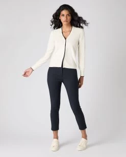 Women's Cotton Cashmere Cardigan New Ivory White -Cozy Fashion Shop SS24 NPW108490 N37 3op