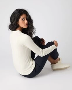 Women's Cotton Cashmere Cardigan New Ivory White -Cozy Fashion Shop SS24 NPW108490 N37 4