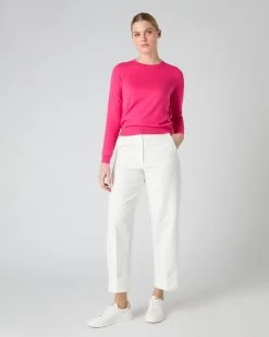 Women's Cotton Cashmere Round Neck Jumper Crush Pink 9 Women's Cotton Cashmere Round Neck Jumper Crush Pink -Cozy Fashion Shop SS24 NPW108541 C51 3