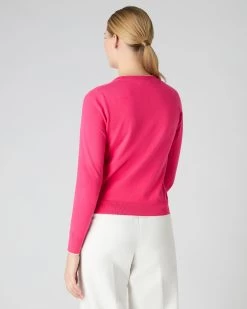 Women's Cotton Cashmere Round Neck Jumper Crush Pink 10 Women's Cotton Cashmere Round Neck Jumper Crush Pink -Cozy Fashion Shop SS24 NPW108541 C51 4