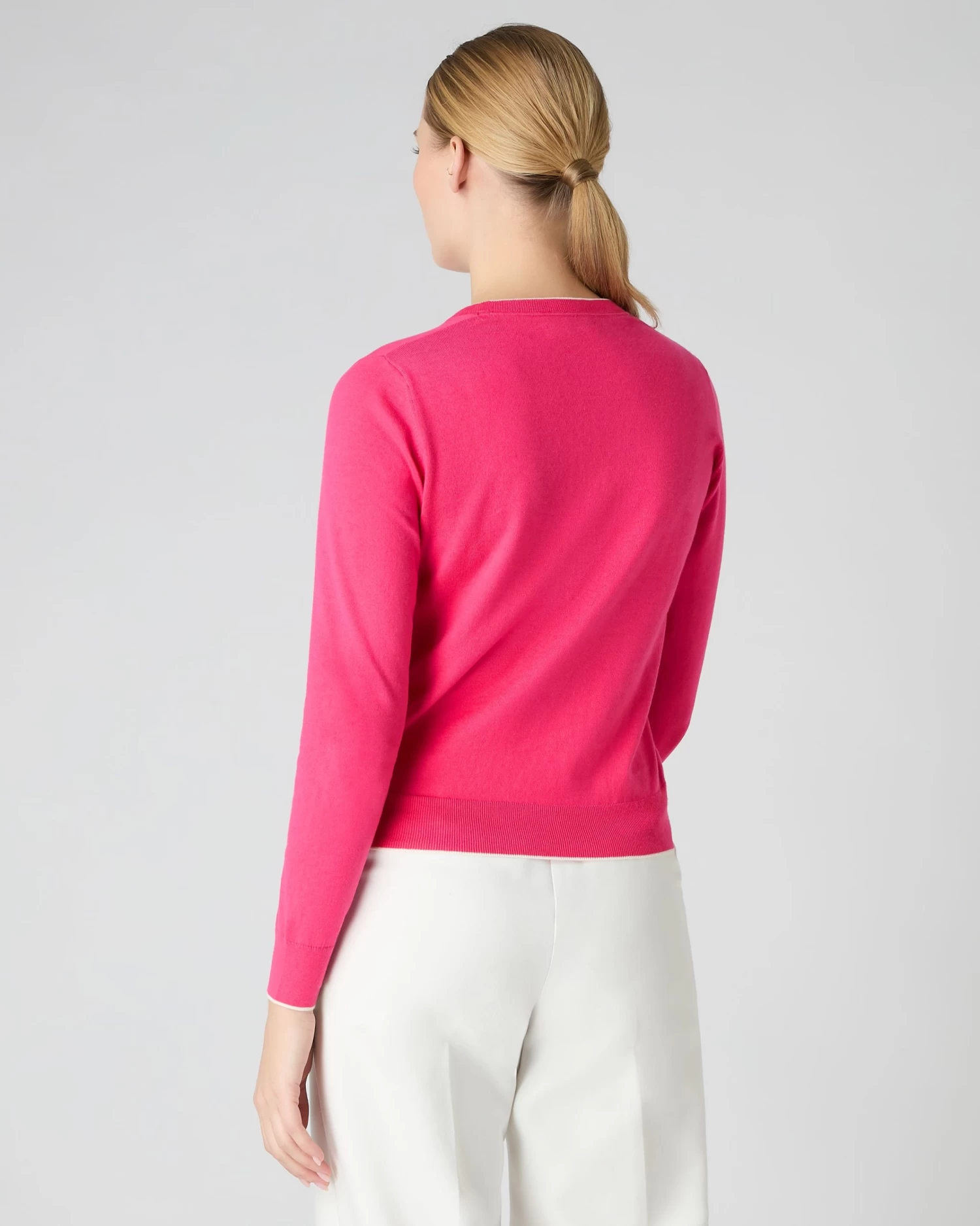 Women's Cotton Cashmere Round Neck Jumper Crush Pink 6 Women's Cotton Cashmere Round Neck Jumper Crush Pink - Image 4