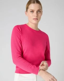 Women's Cotton Cashmere Round Neck Jumper Crush Pink 11 Women's Cotton Cashmere Round Neck Jumper Crush Pink -Cozy Fashion Shop SS24 NPW108541 C51 5